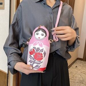 Pink and Red Matryoshka Doll Crossbody Bag